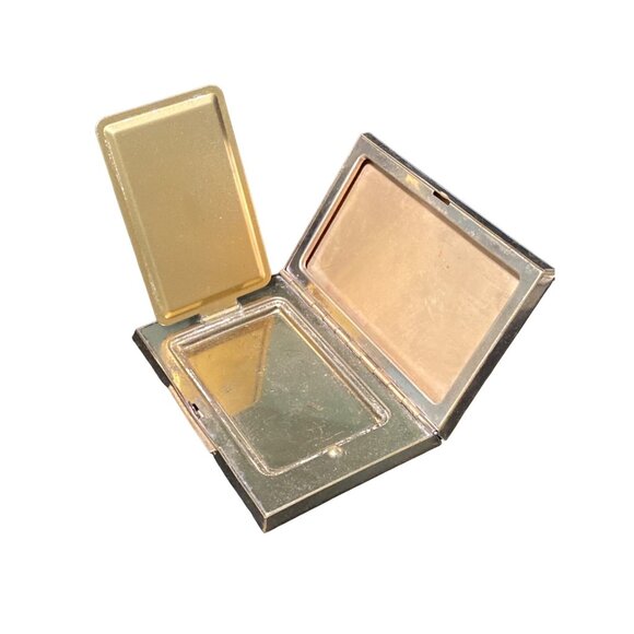 Henrietta Vintage Brass Etched Compact Makeup Powder Case - Picture 1 of 8
